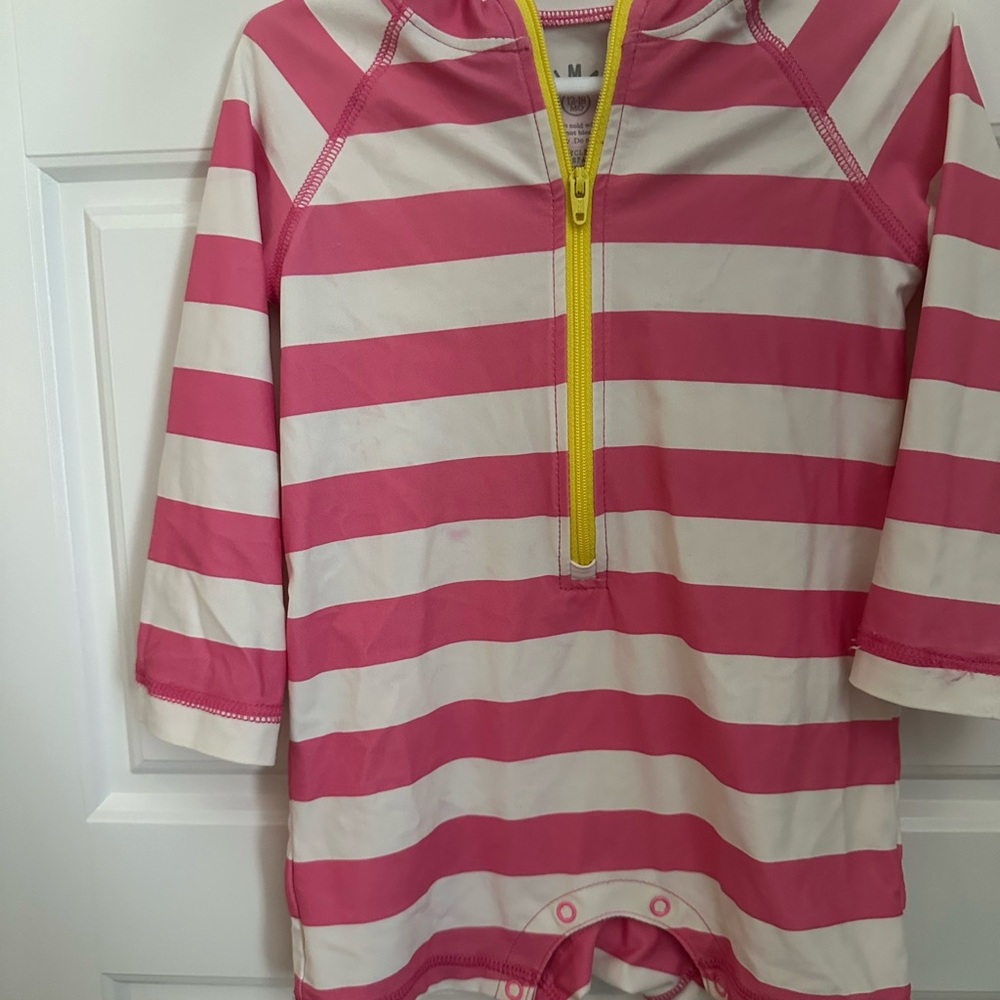 Primary Pink and White Rashguard with Front Zipper